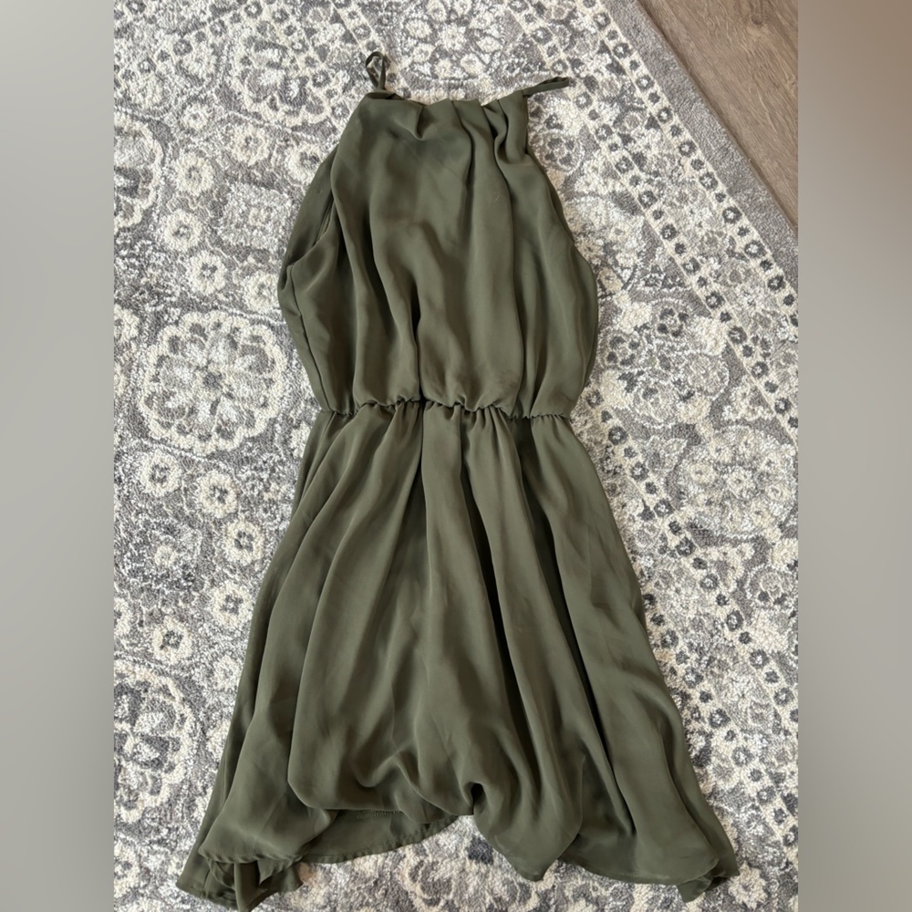 Lush army green flowy dress